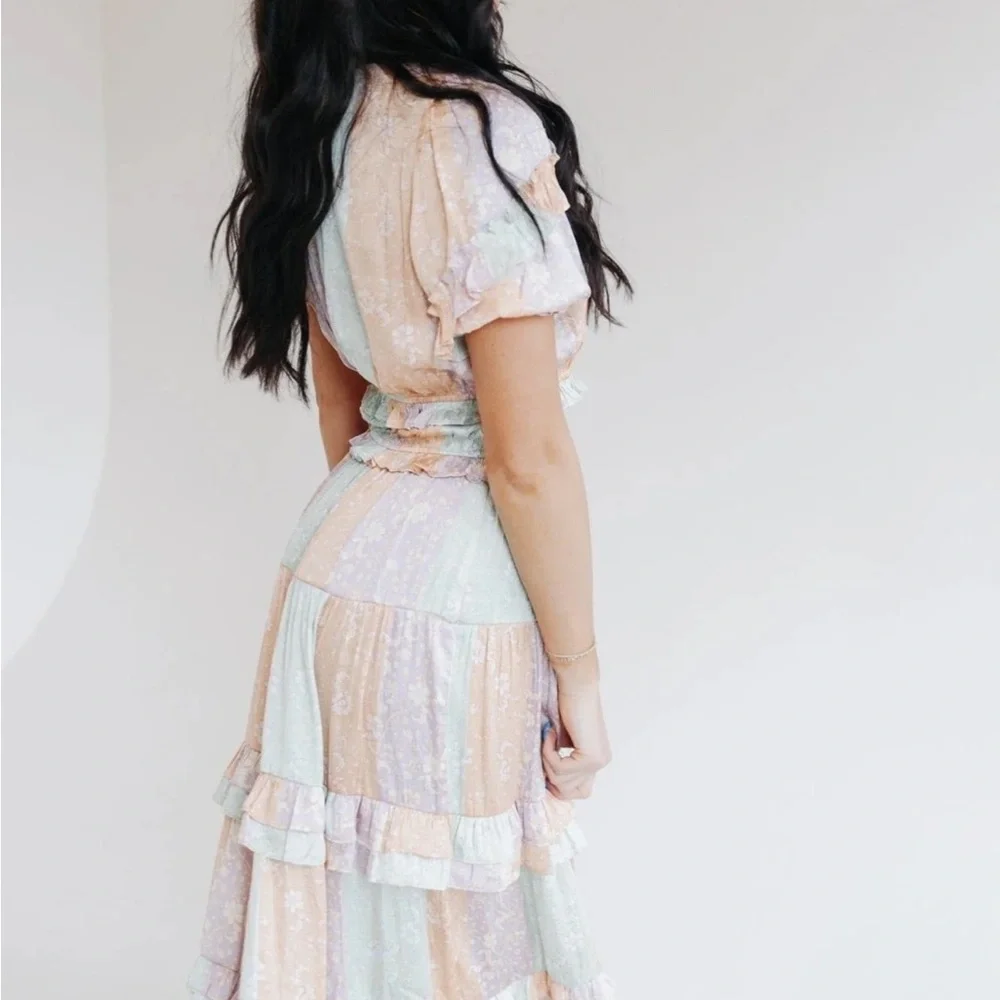 NWT Anthropologie Current Air Pastel Ruffle Maxi Dress